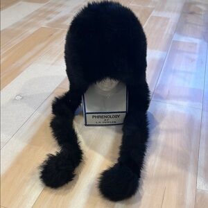 Black Furry Shearling Winter Hat